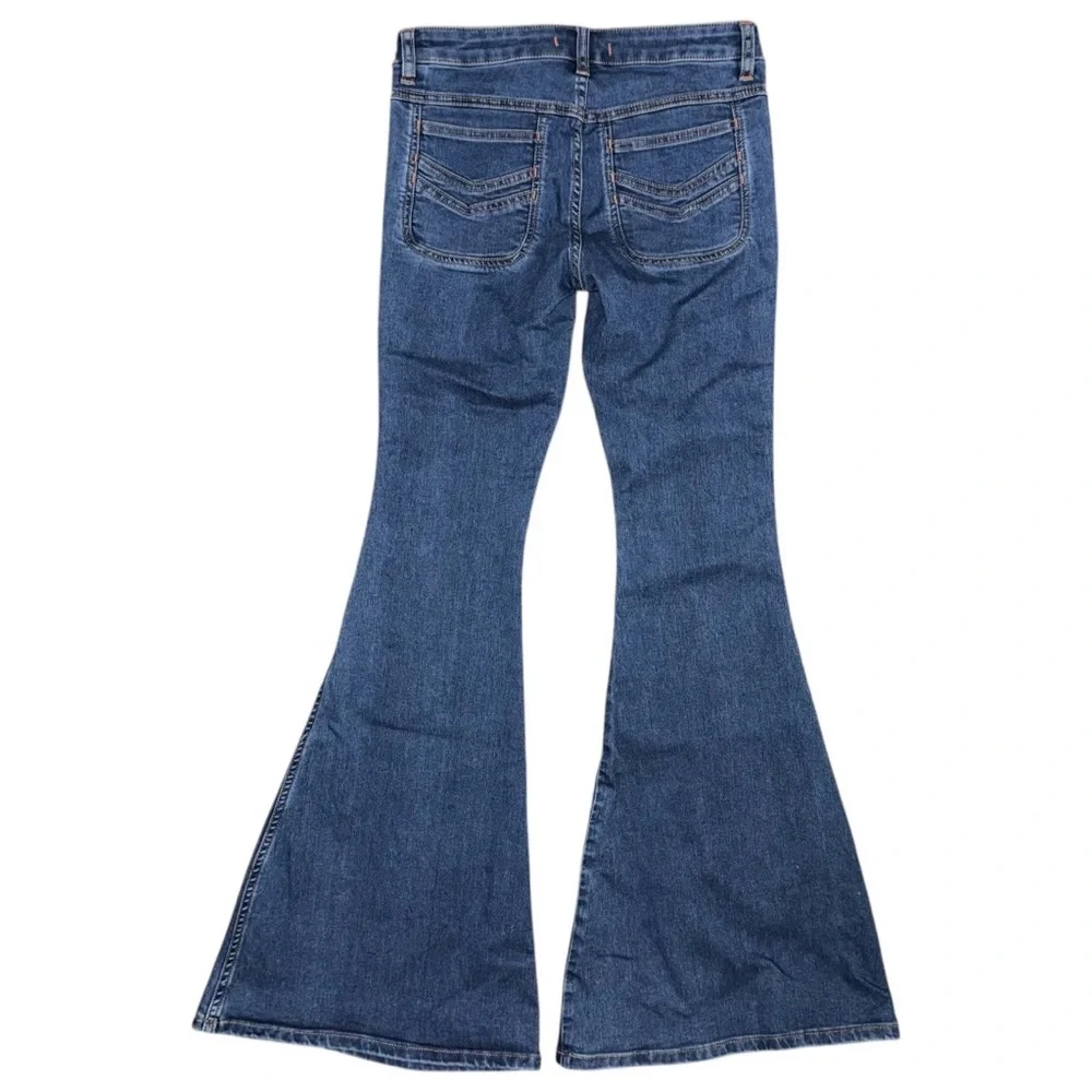 RARE NWOT Free People Stella Super Flare Jeans 26 Bell Bottoms Patch Pockets 70s